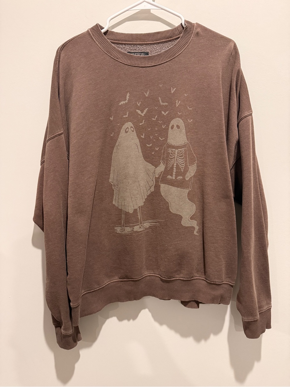 American Eagle Outfitters Brown Ghost Graphic Crewneck Sweatshirt